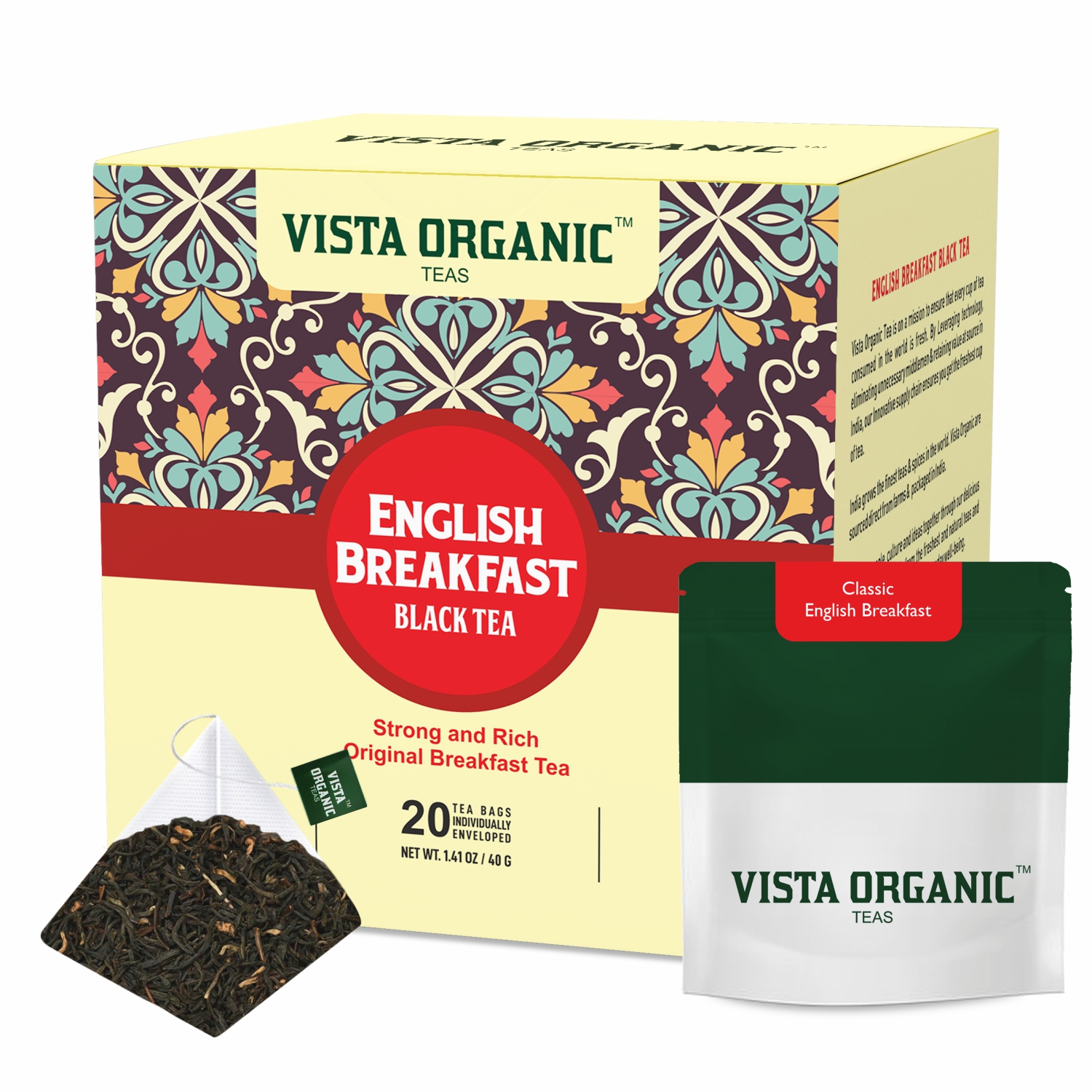 Handpick, Organic English Breakfast Black Tea Bags (100 Count) USDA Organic, Eco Conscious Tea Bags | Strong, Robust, High-Caffeine Black Tea |Brew